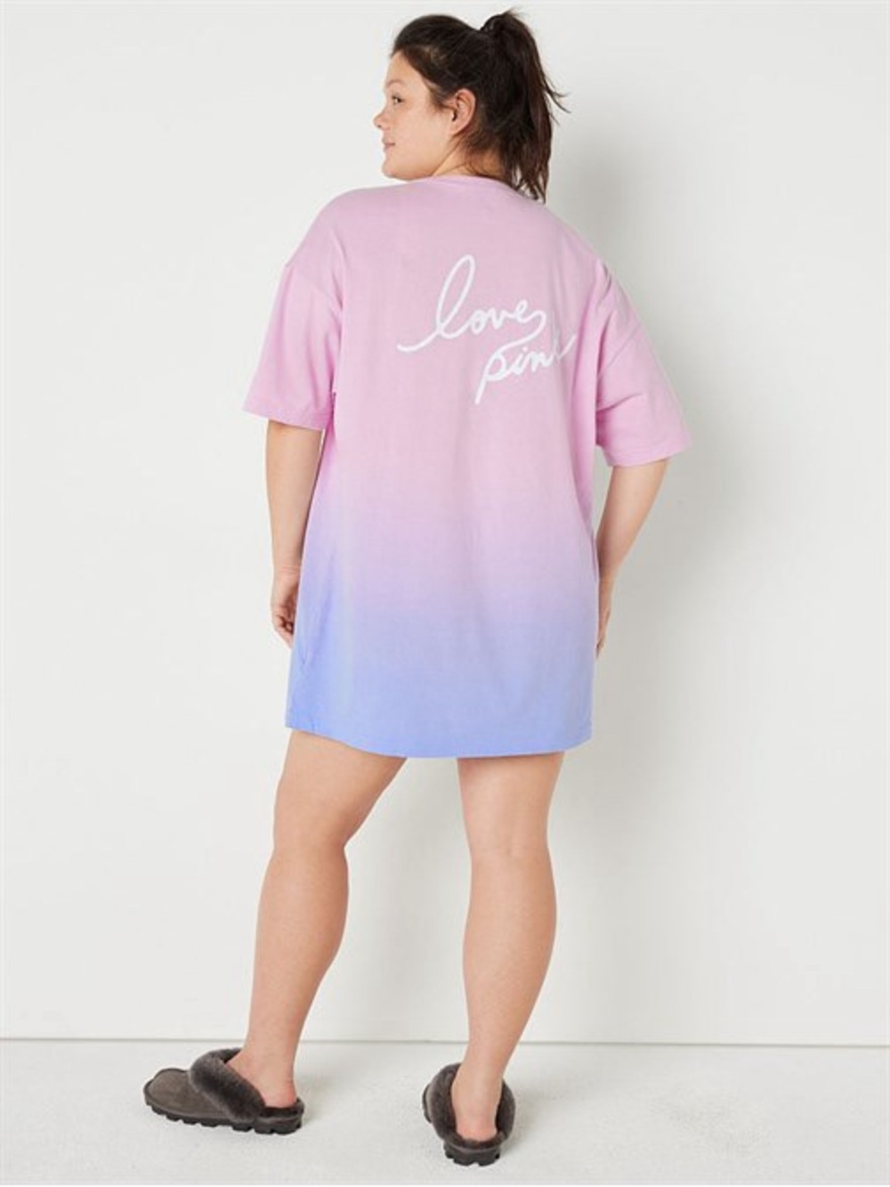 Victoria Secret Pink Sleepwear T-Shirt Dress Ombre Cotton Women's Size XL/ XXL